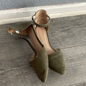 Olive green Ankle strap flats